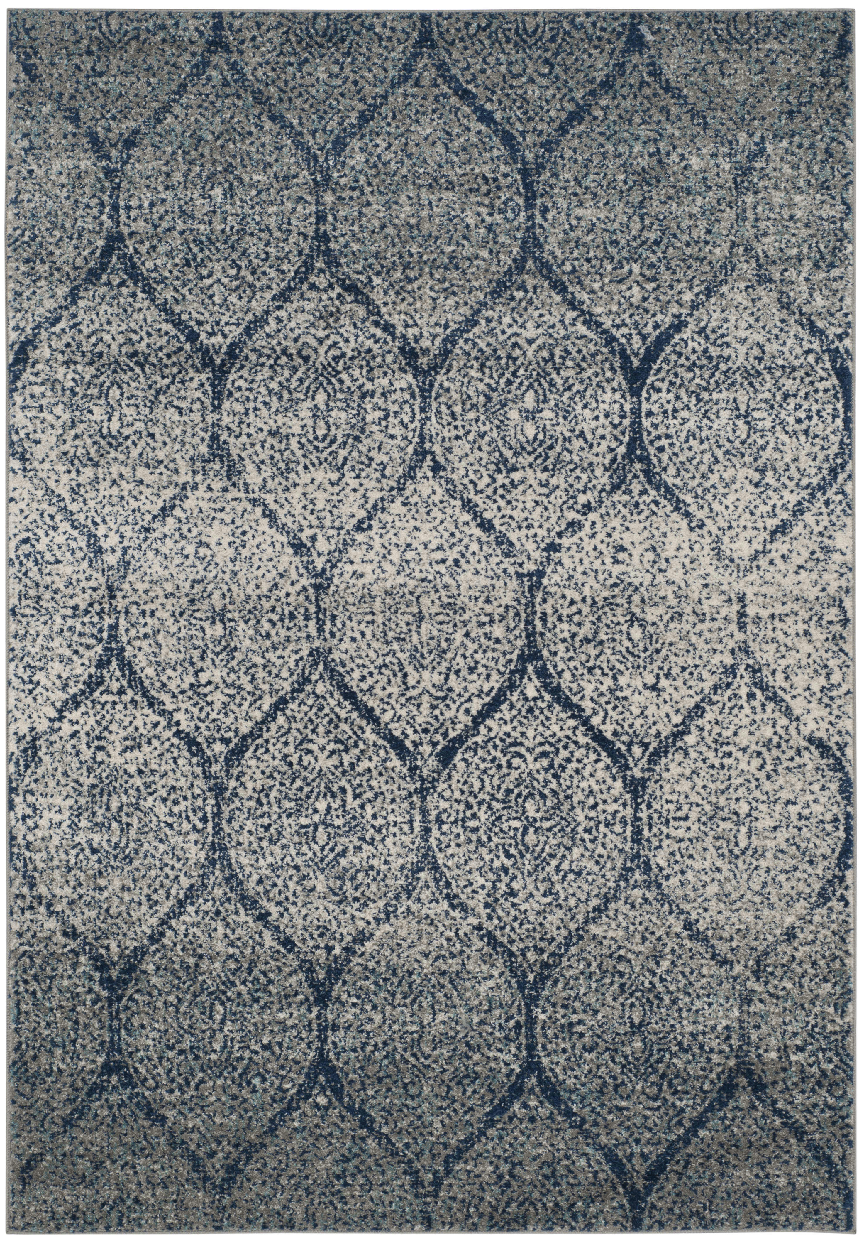MADISON - Tapis de salon interieur en bleu marine & argent, 201 x 279 cm