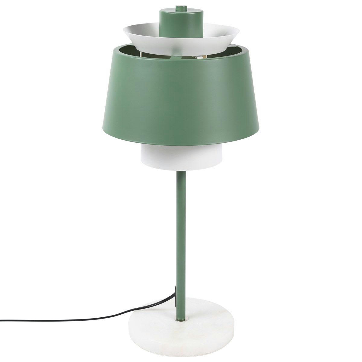 MIRA - Lampe de table en fer vert de gris avec socle en marbre
