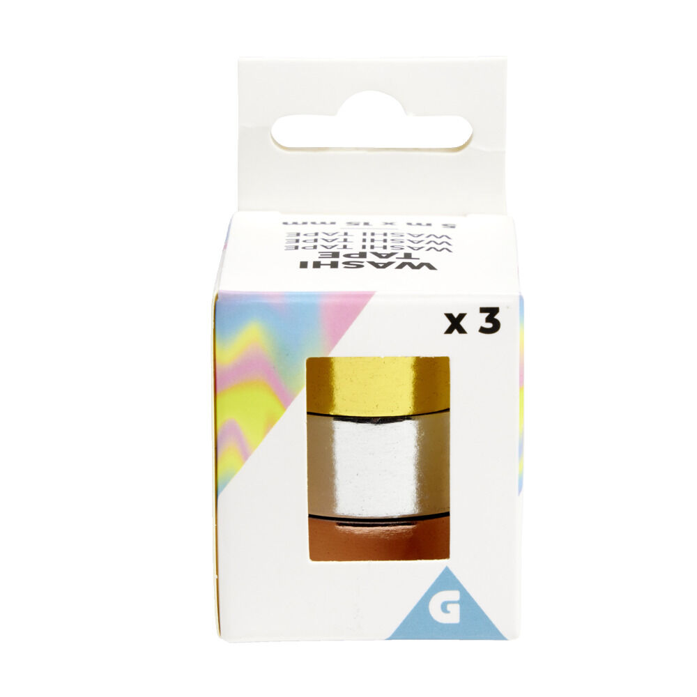 Adhésif washi tape doré argenté rose gold 5m x3