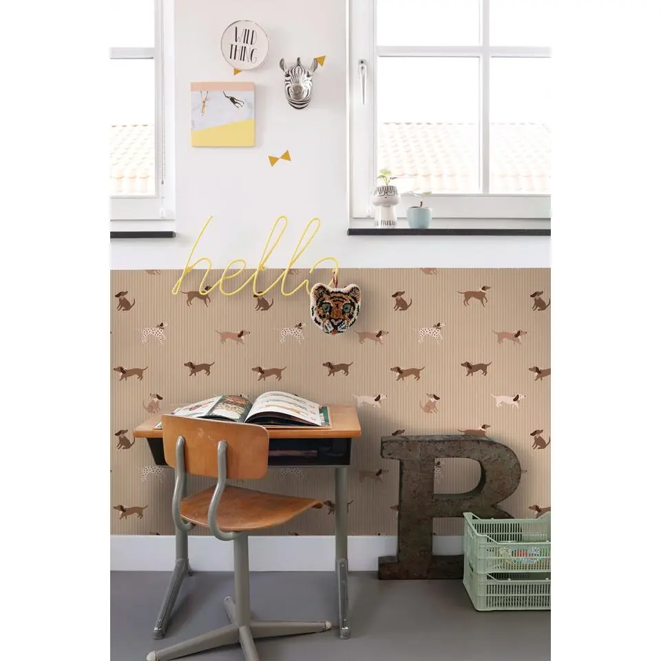 ESTAhome behang honden bruin - 50 x 900 cm