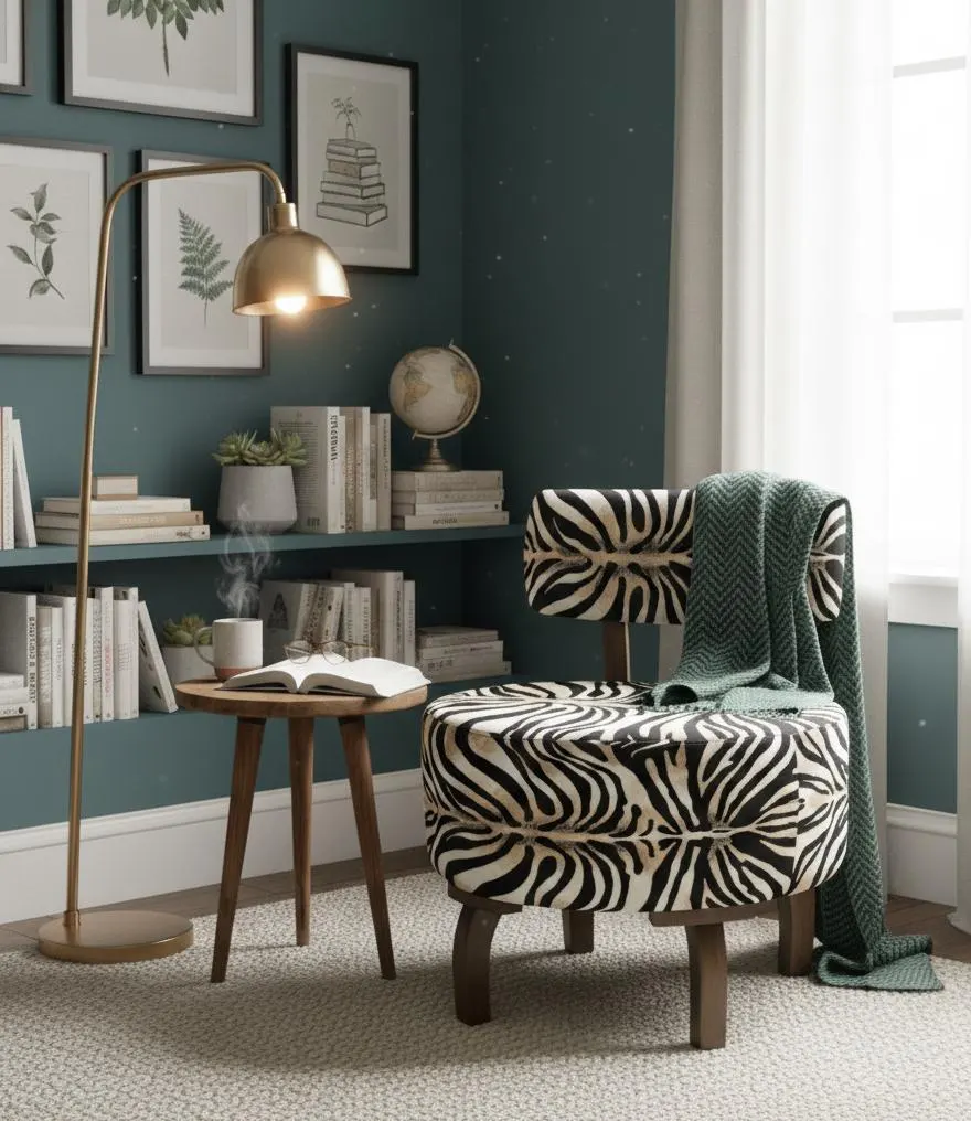 Zebra Design Armchair | Boho Chic Gothic Small Space Furniture