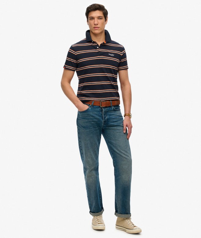 Lightweight Stripe Jersey Polo Top