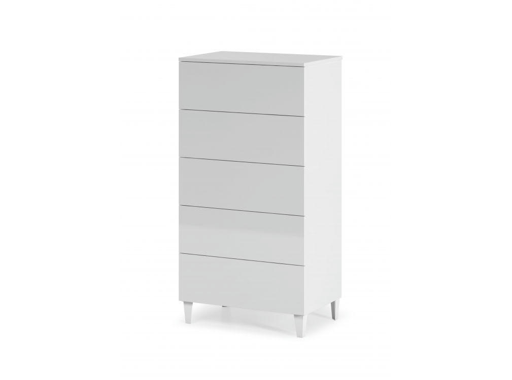 AMIR - Commode blanc 5 tiroirs L61 x H117cm