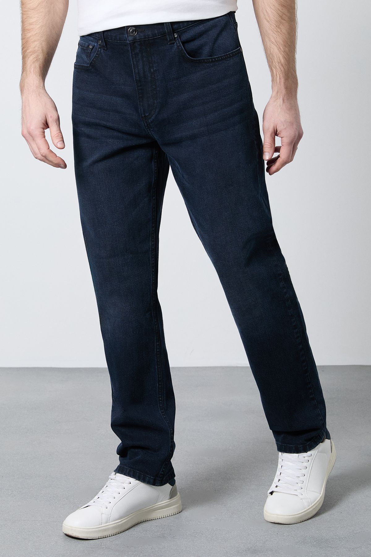 Maine Blue Black Mid Premium Stretch Straight Fit