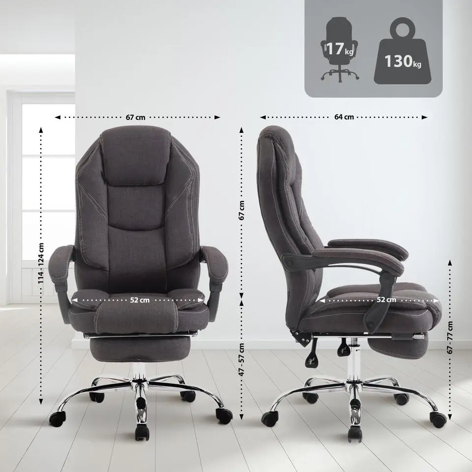 CLP Bureaustoel Castle chroom Frame - Stof - donkergrijs