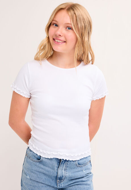 Older Girls White Double Crinkle Top