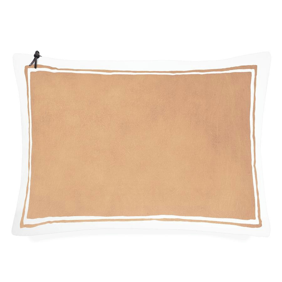 CAP SA SAL - Coussin coton lavé blanc/chameau 50x70