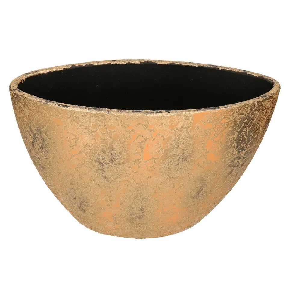 Mica Decorations Bloempot - goudkleurig - ovale schaal - 40 x 26 cm