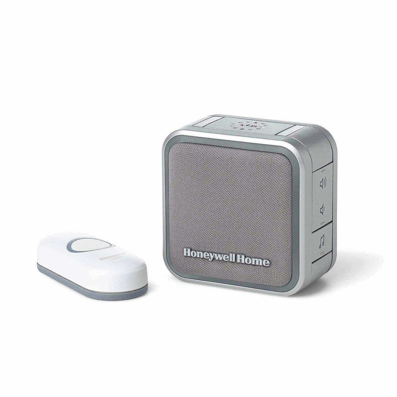 Honeywell 5-Series Wireless Battery 84-db LED 6-Tune Doorbell Chime, 1 Push Button, Grey