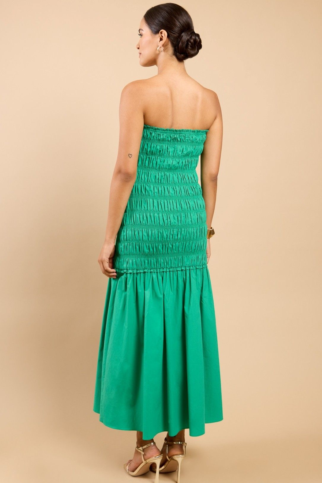 Little Mistress Green Bandeau Dropped Waist Maxi Dress by Vicky Pattison
