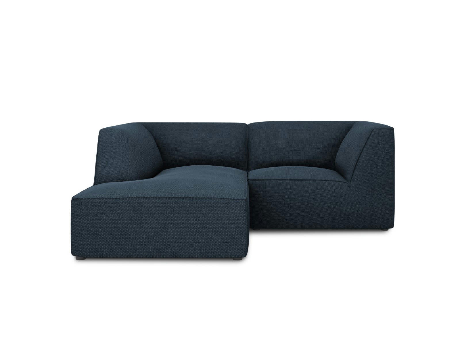 RUBY - Canapé d'angle gauche 3 places en tissu structurel bleu marine