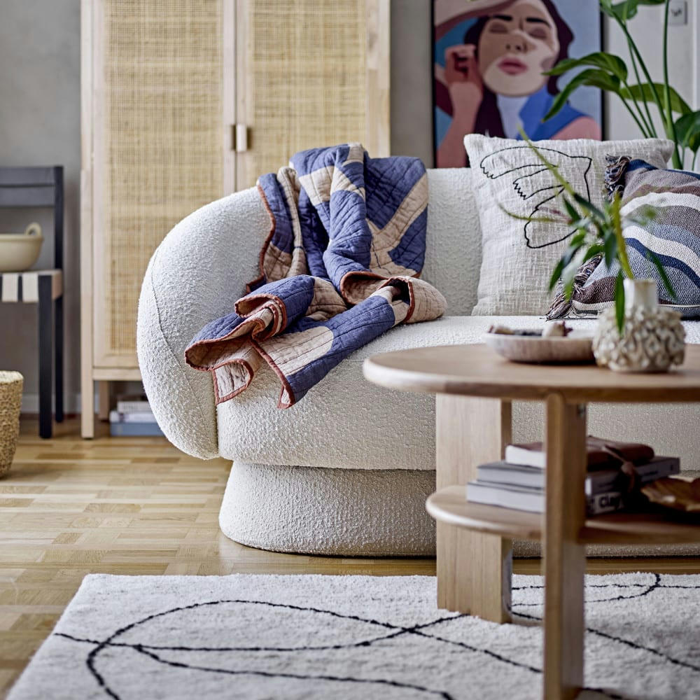 LOURDES - Table basse ronde en bois D72cm bois clair