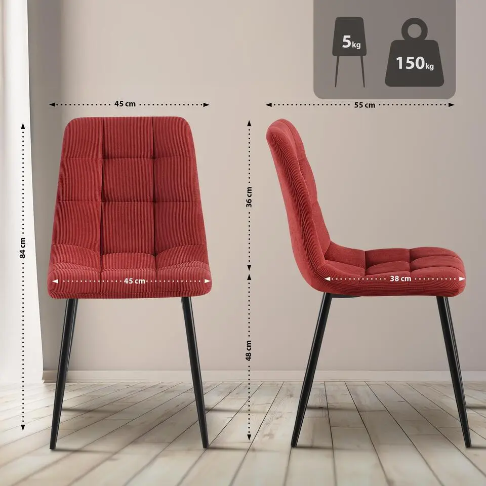 CLP Eetkamerstoel Tilde Ribstof - bordeauxrood