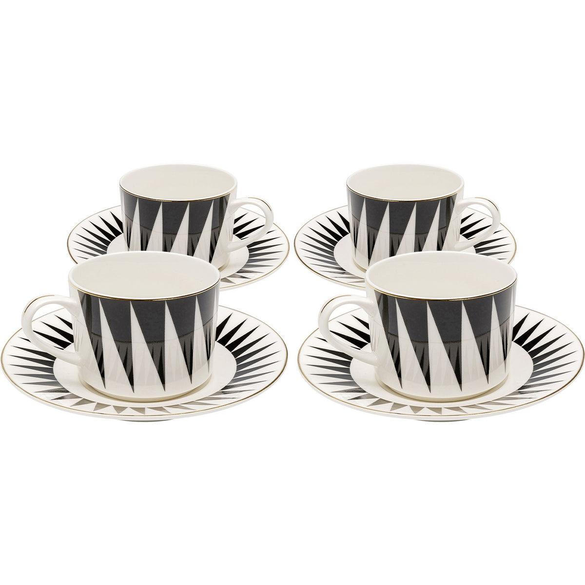 Kare Design Koffiekoppen Harlequin zwart en wit (4/set)