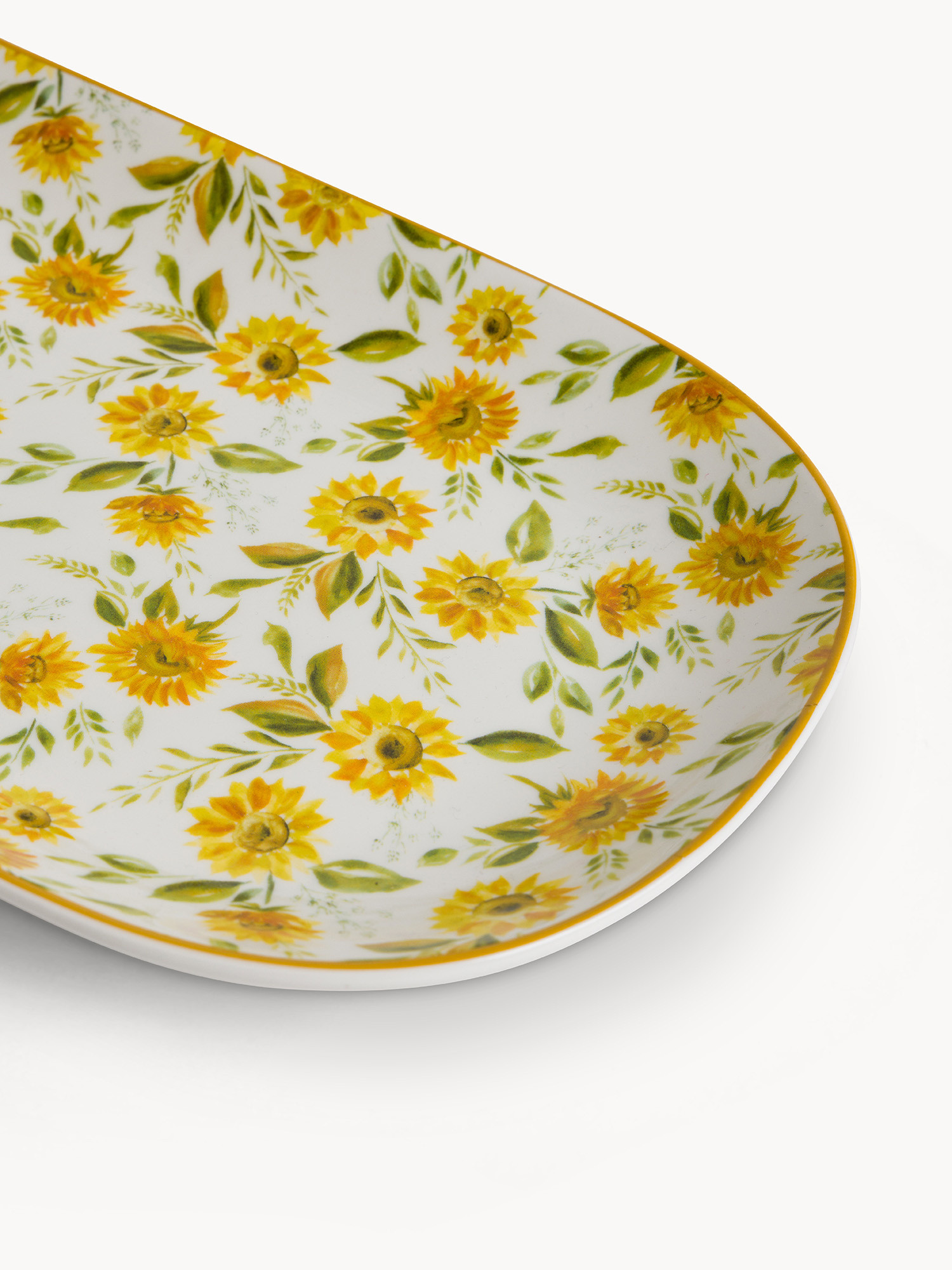 Piattino ovale new bone china motivo girasoli
