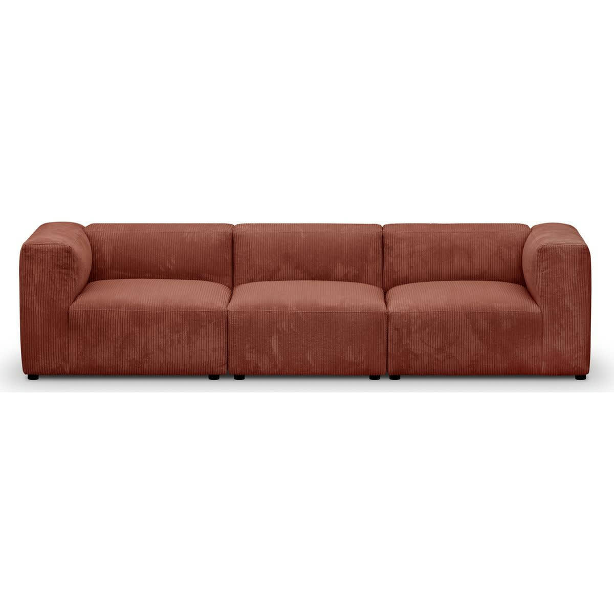 MODULO NEW - Canapé modulable 4 places en velours côtelé rouille