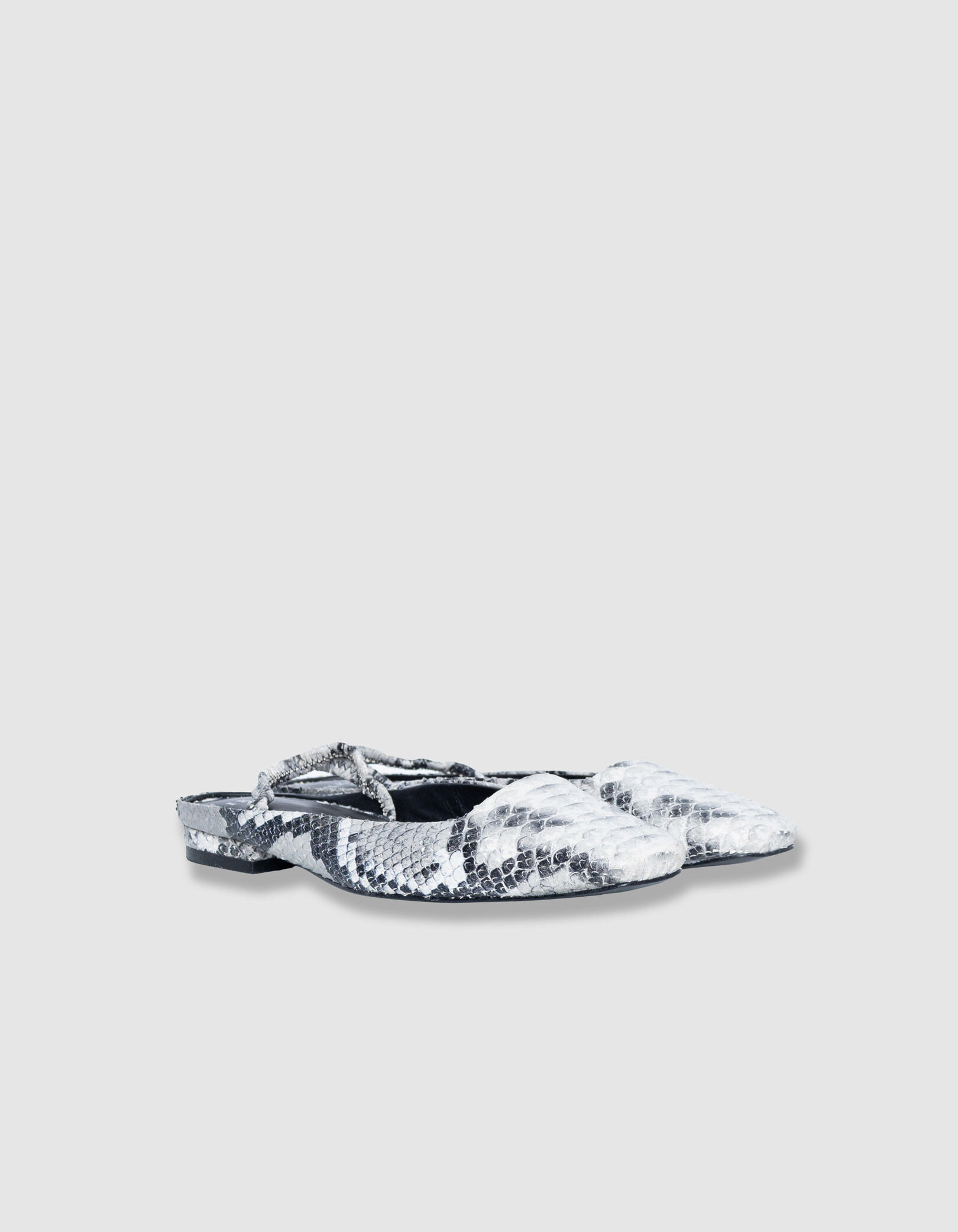 Ballerines slingbacks écrues cuir effet python Femme