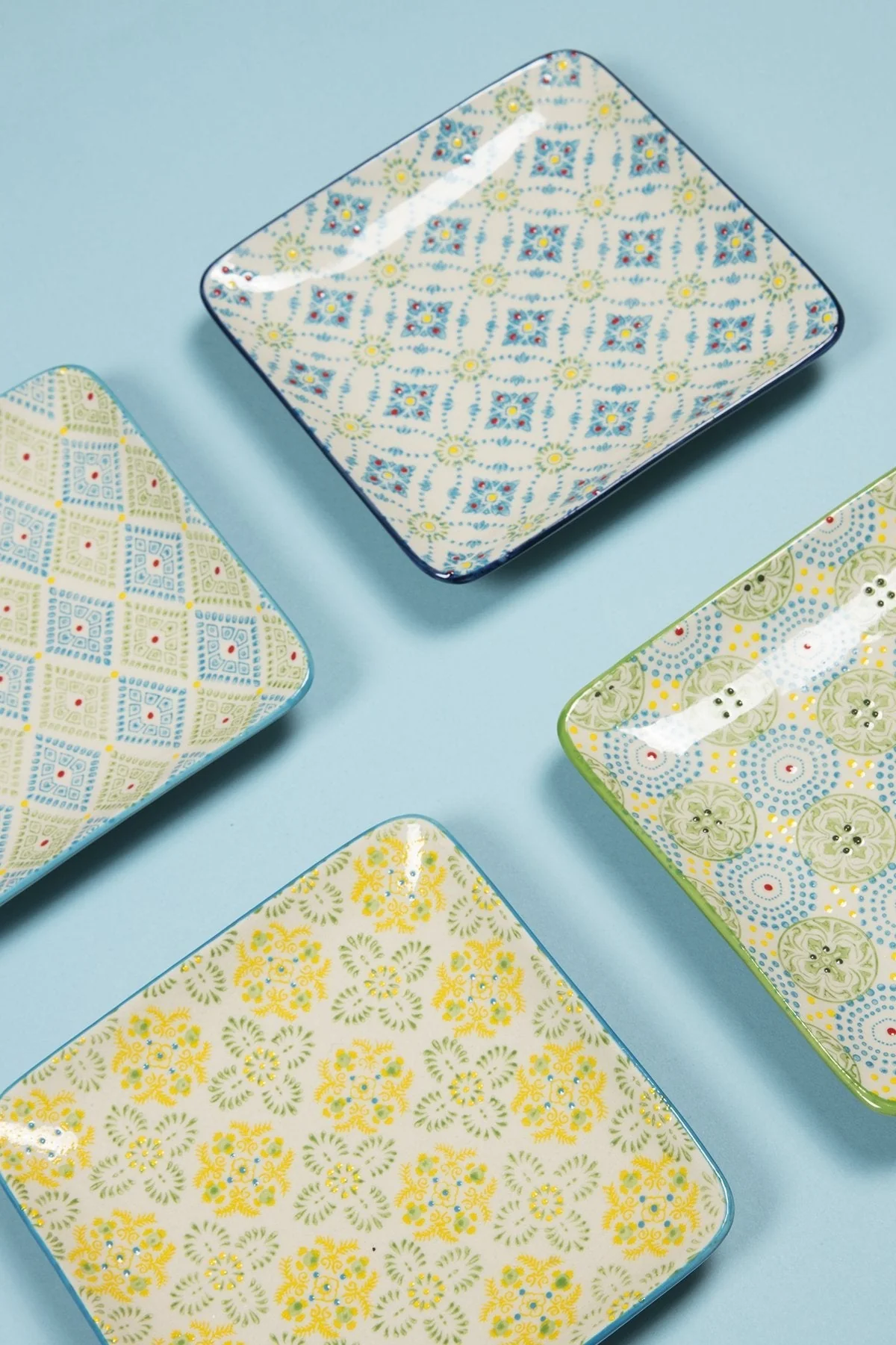 Eclectic Green & Blue Square Plate