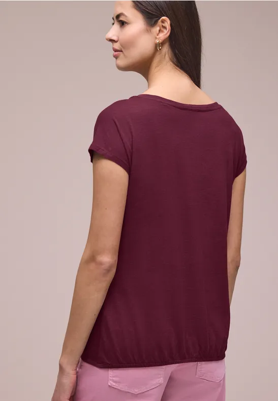 Shirt mit Rundhals und Raffung