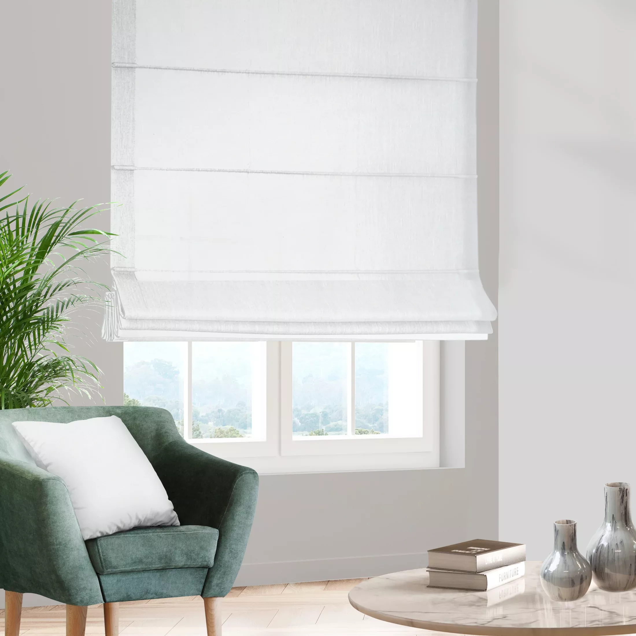 Roleta rzymska naturalna z tkaniny typu Blackout zaciemniającej w 100%