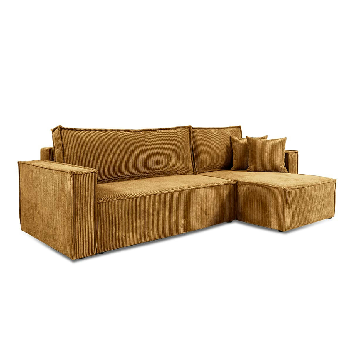 - Canapé d'angle réversible convertible 3 places velours côtelé jaune