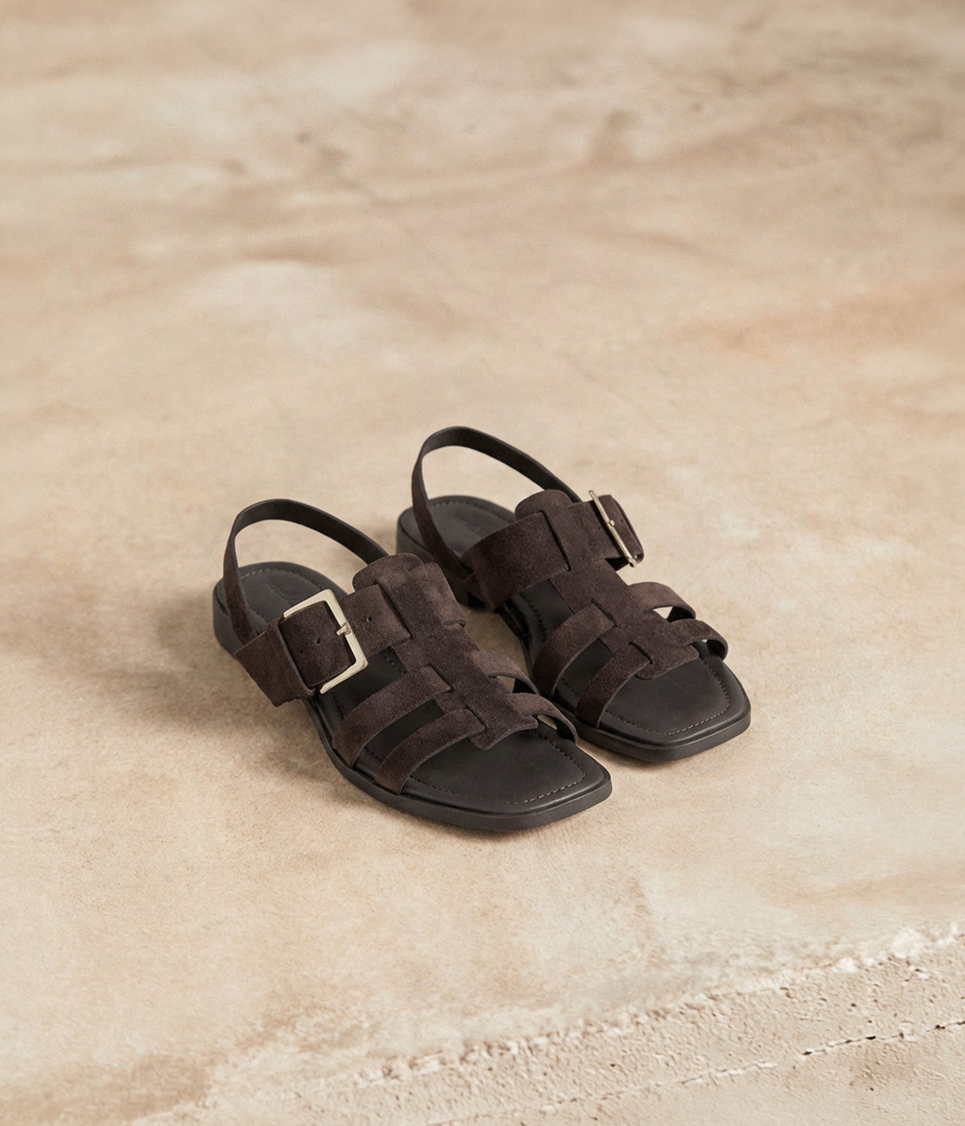 Sandales velours chocolat Tamara
