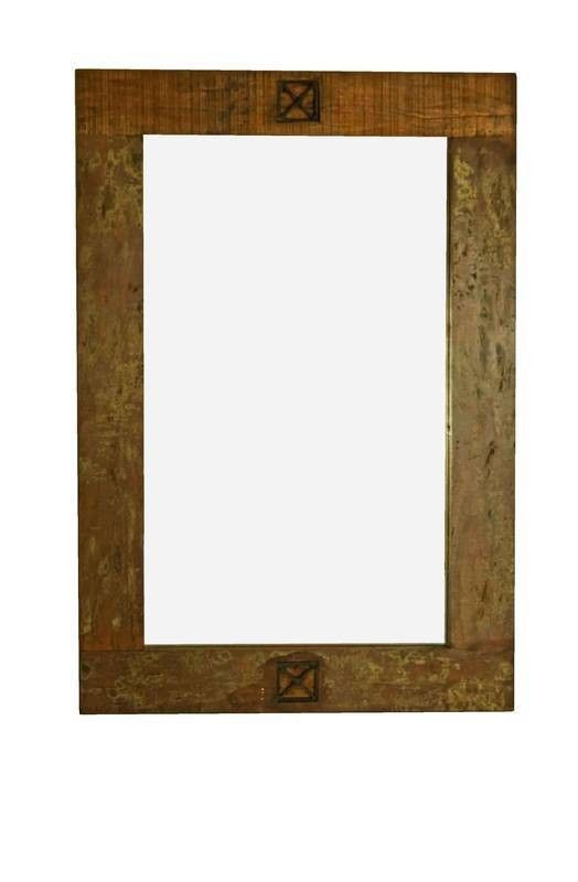 SPIRIT Lustro #04 Drewno z odzysku lakierowane 120x80 cm
