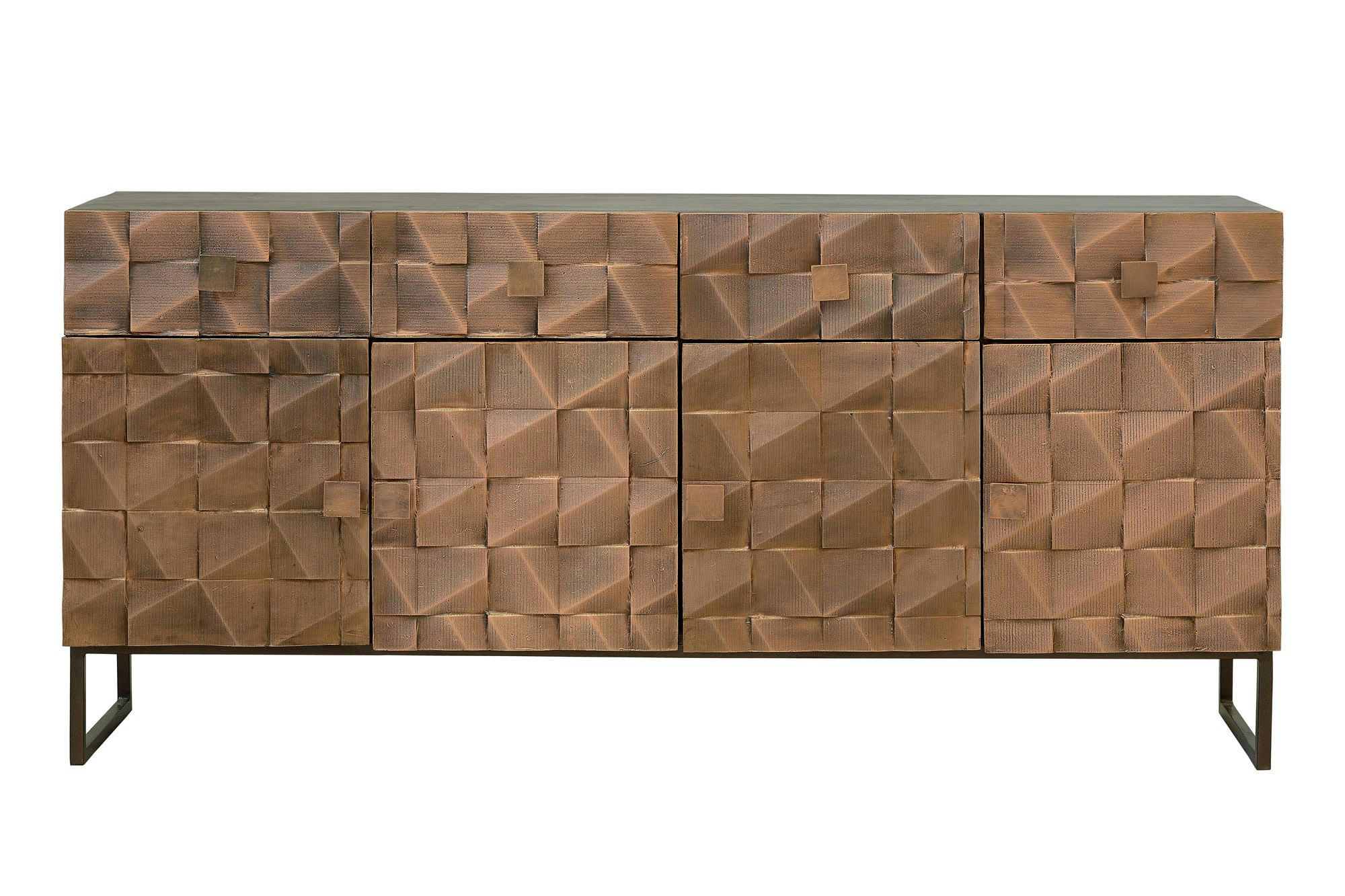 COBRE - Buffet en bois de manguier et bronze brun foncé