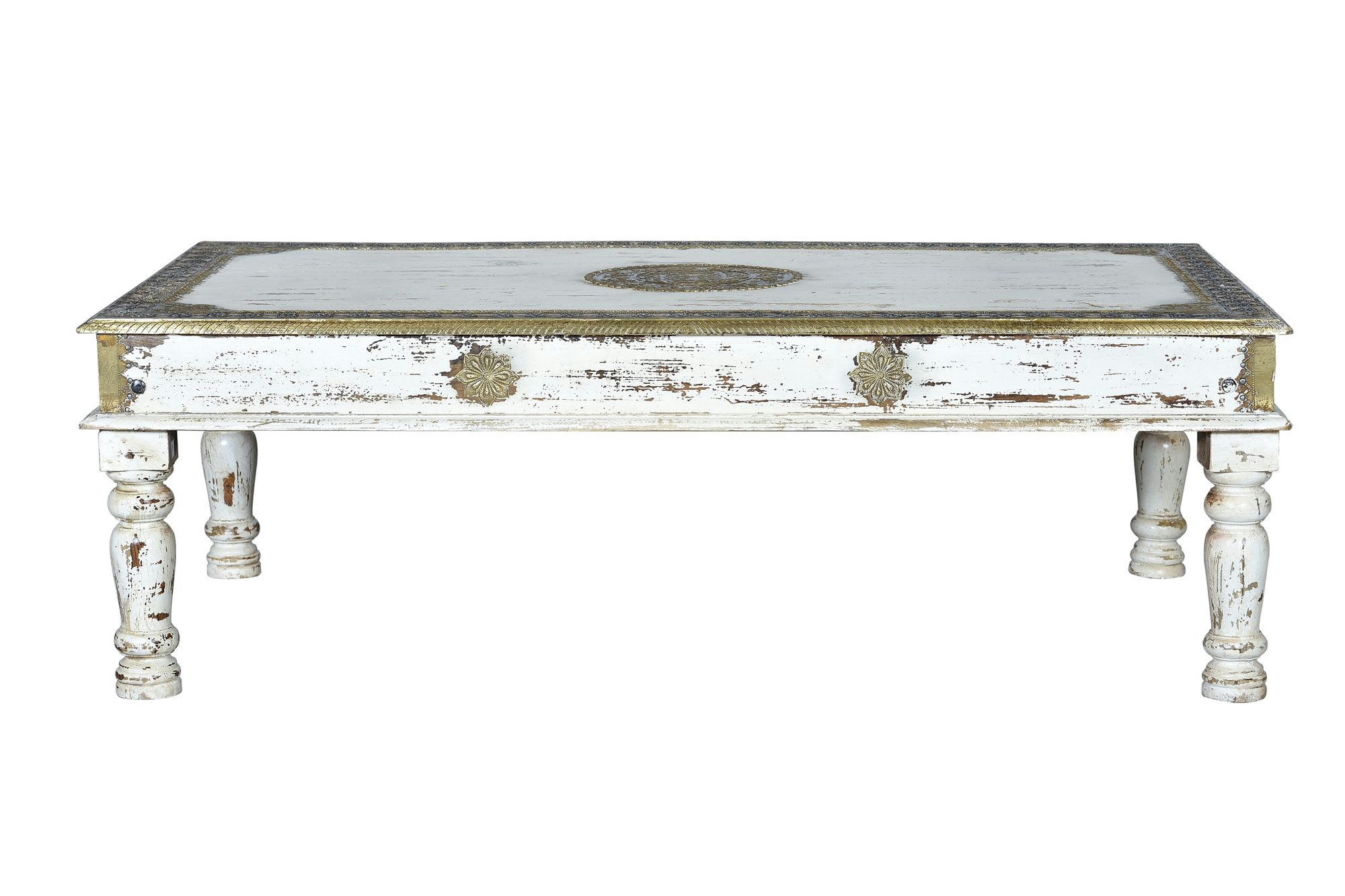 - Table basse en manguier blanc vieilli