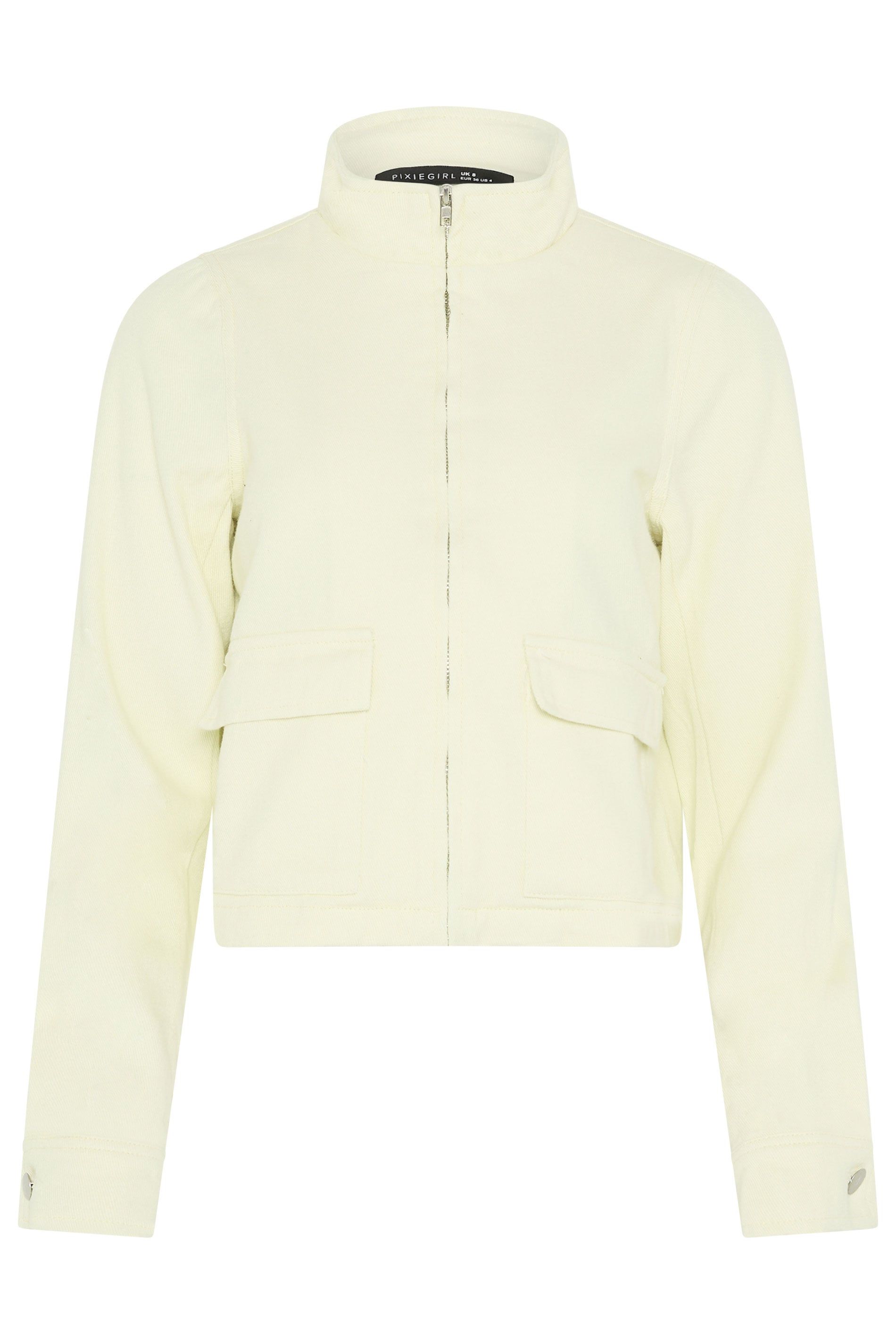 PixieGirl Petite Funnel Neck Denim Jacket