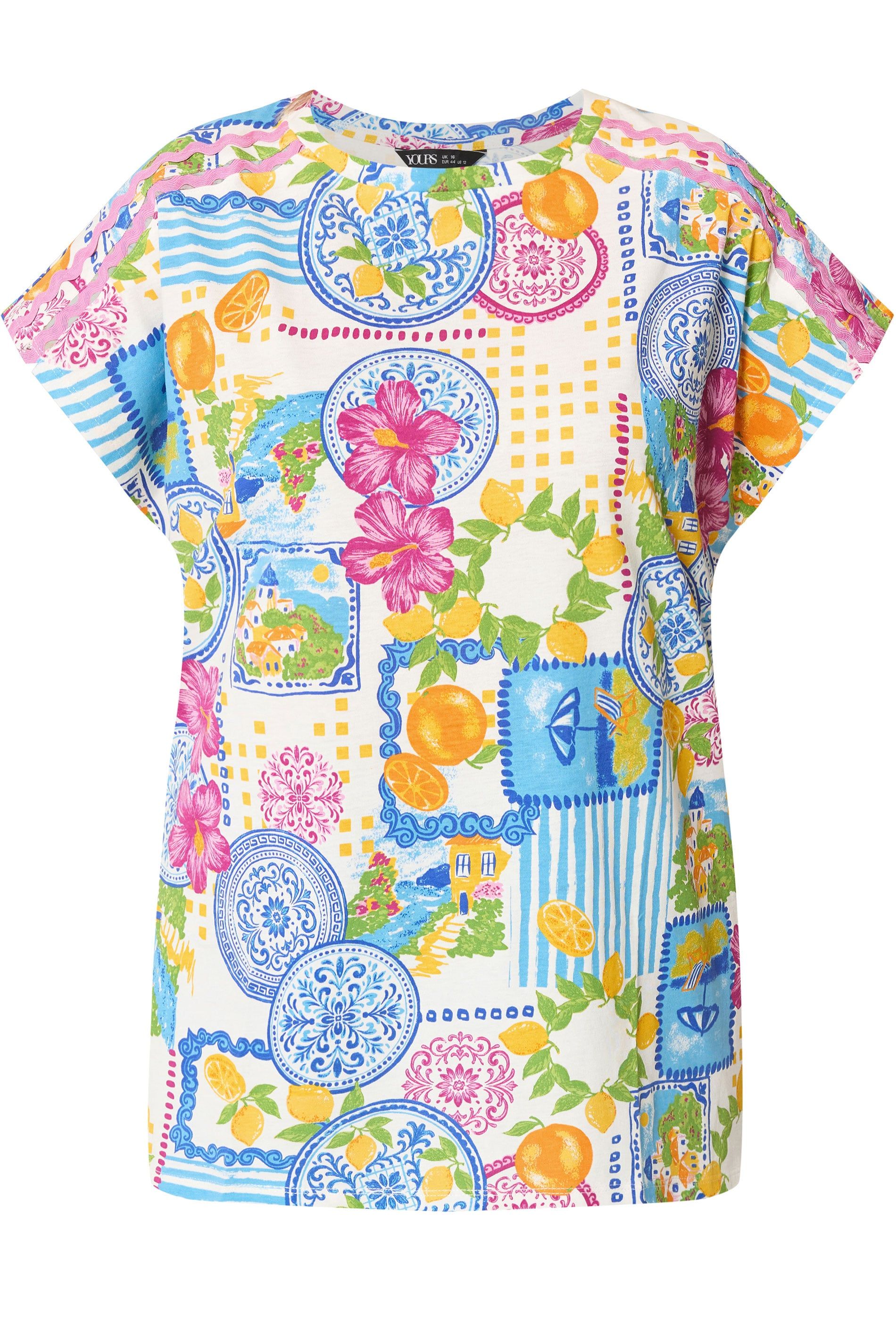 Yours Tile Print Trim Detail T-Shirt