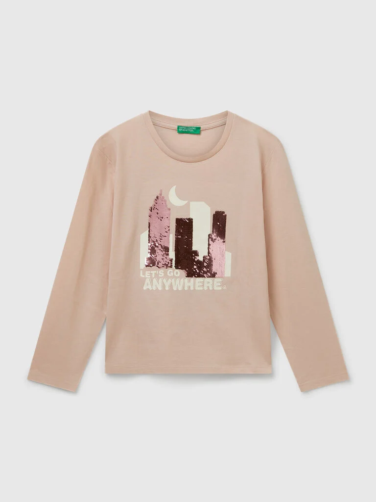 Cotton t-shirt with sequins