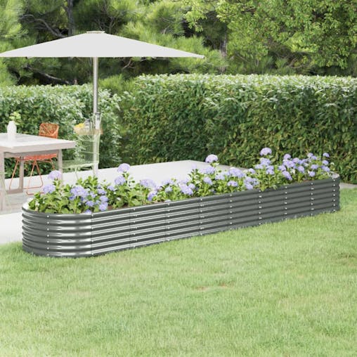 NNEVL Garden Planter Powder-coated Steel 368x80x36 cm Grey