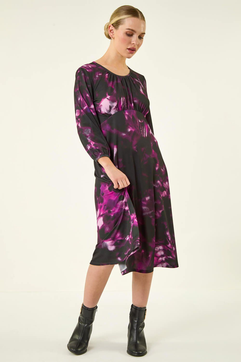 Roman Petite Abstract Stretch Midi Dress