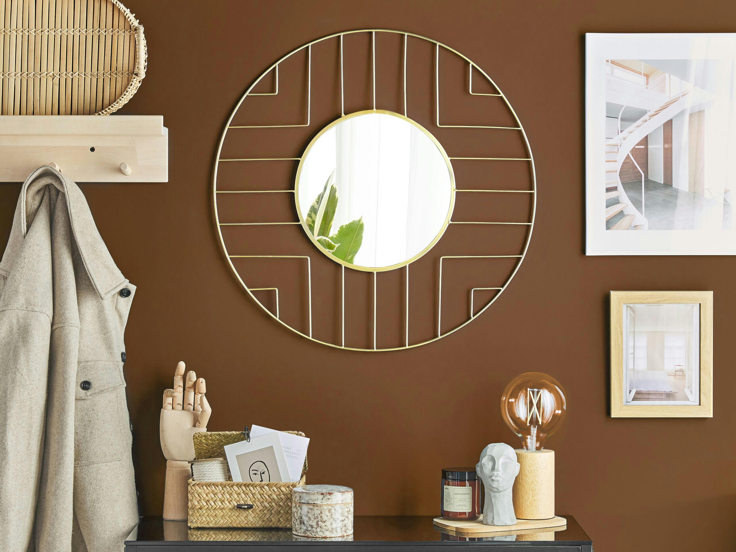 HESDIN - Miroir en métal doré 60x60