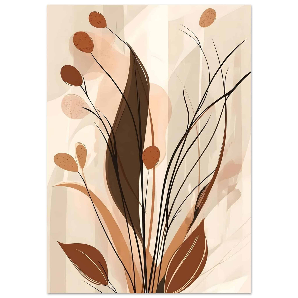 Artfulprints Poster Boho – Autumn growth  - A4 21x29.7 cm - Bruin