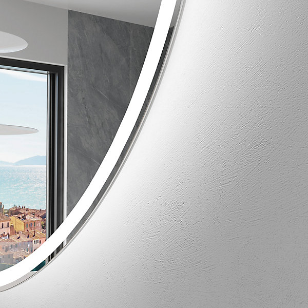 Miroir de salle de bain LED - Miroir 74x74cm asymétrique - éclairage blanc froid 7000K - (EGG222)