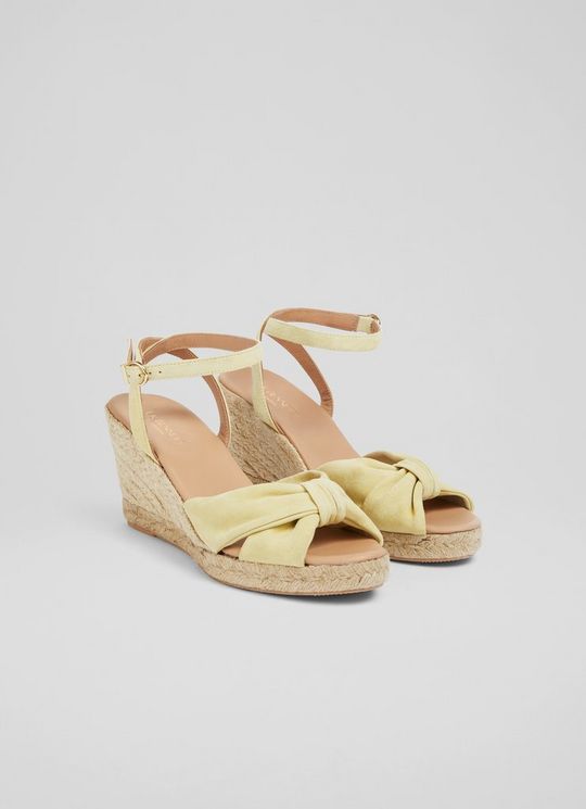 Angela Lemon Suede Espadrille Sandals