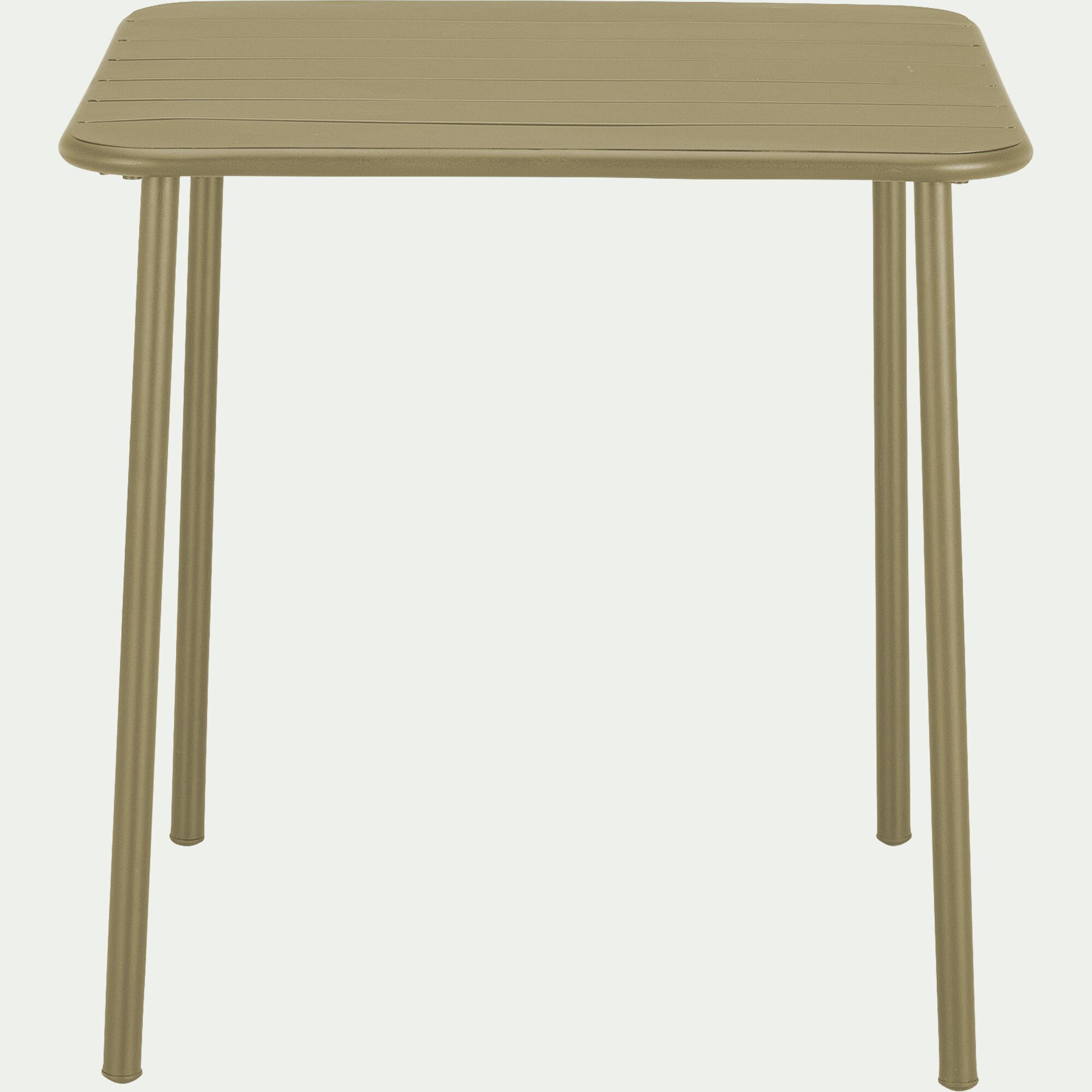 SOURIS - Table de repas jardin fixe carrée en acier - vert kaki (2 places)