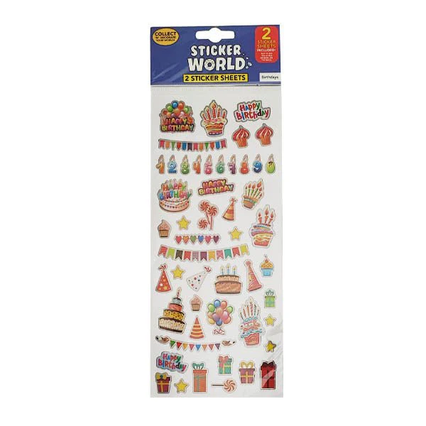 Sticker World Sheets Birthdays 2 Pack