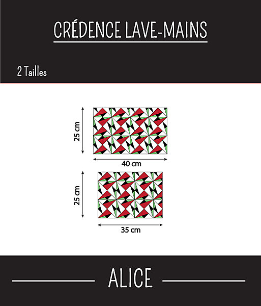 Crédence adhésive alu Lave-mains ALICE 35 cm x 25 cm Ma Nouvelle Déco