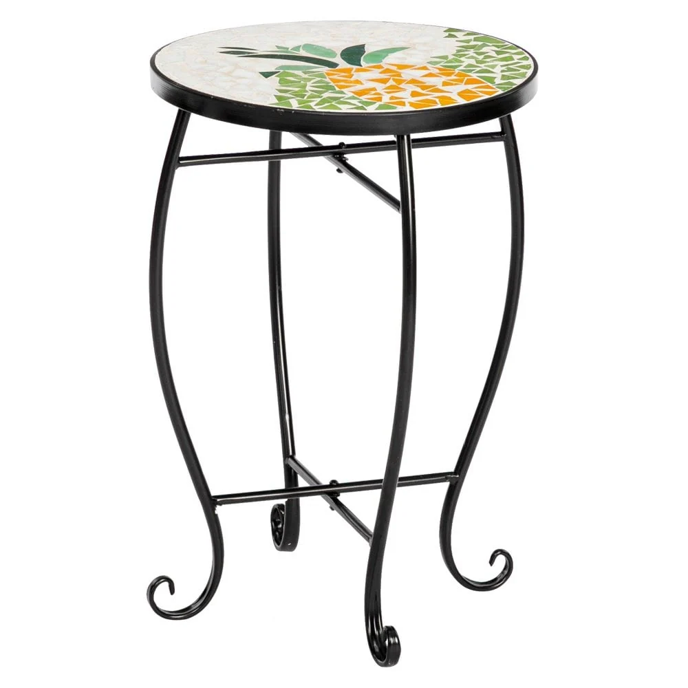 Pretty Color Glass Round Terrace Bistro Table End Table Coffee Table