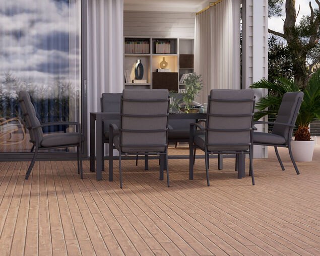 Jette 6 Seater Dining Bundle - Gunmetal Grey