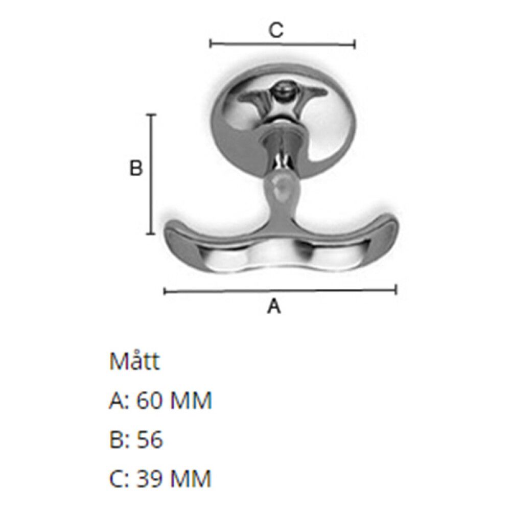 ANKERKROK BESLAGSBODEN 56MM POLERT KROM