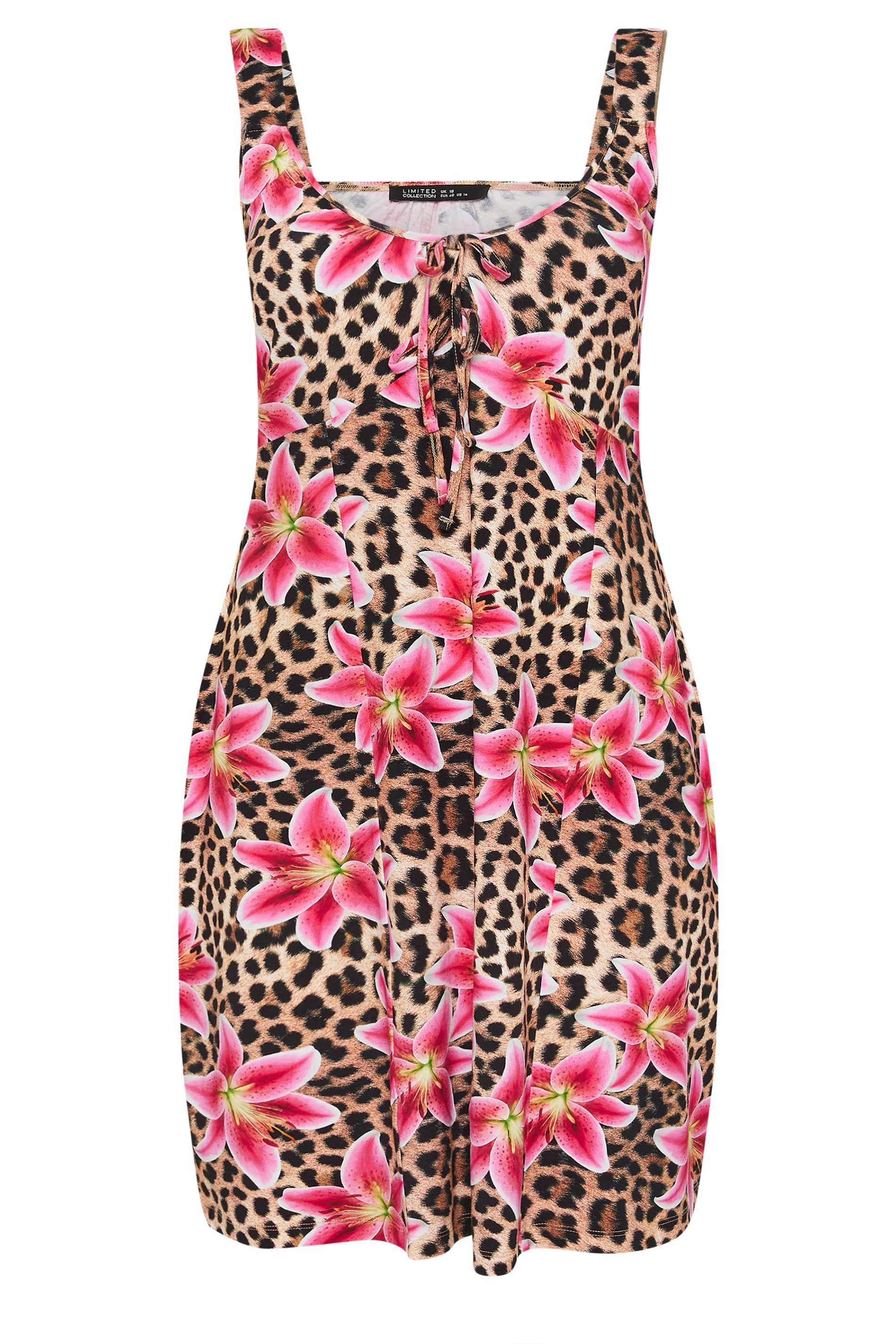 Yours Cheetah Print Floral Mini Dress