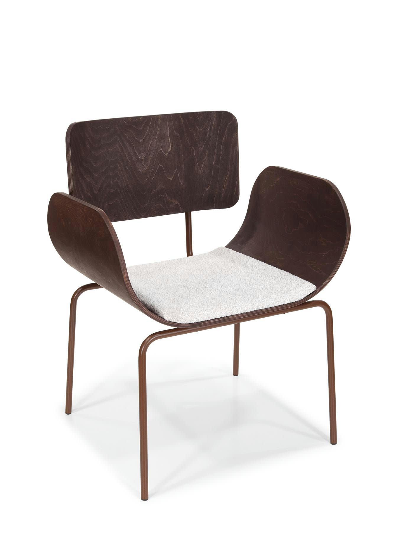 ALIFEROUS - Fauteuil en frêne wengé avec assise blanche