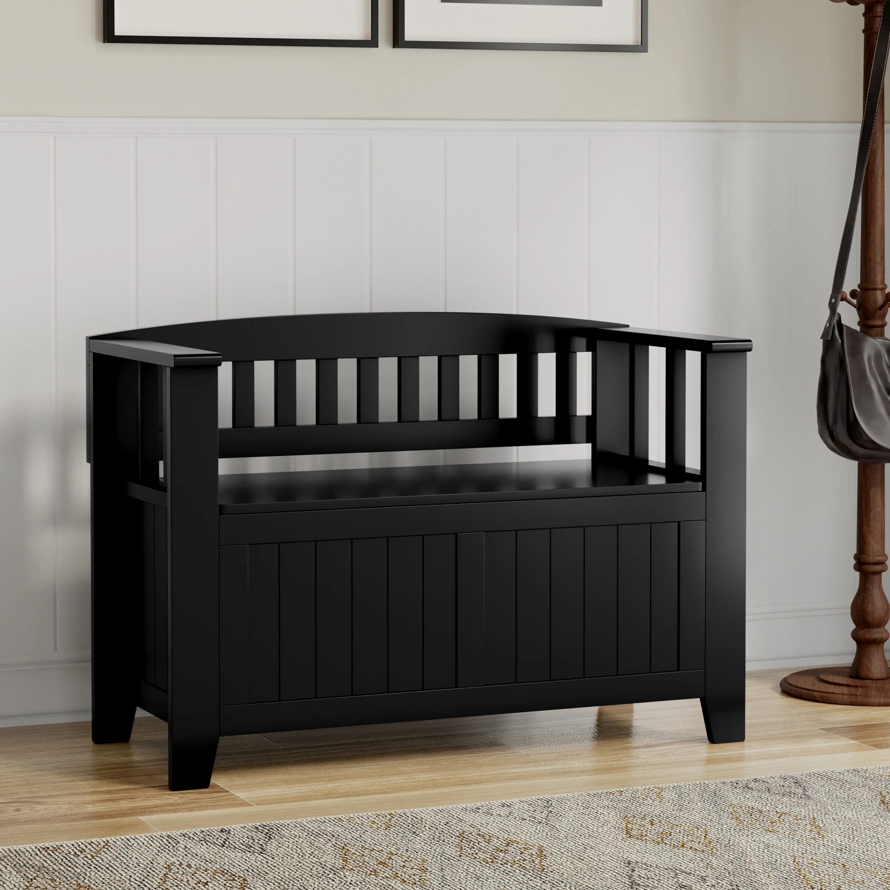 WYNDENHALL Normandy 36 Wide Solid Wood Transitional Small Entryway Storage Bench - 36 Inches wide