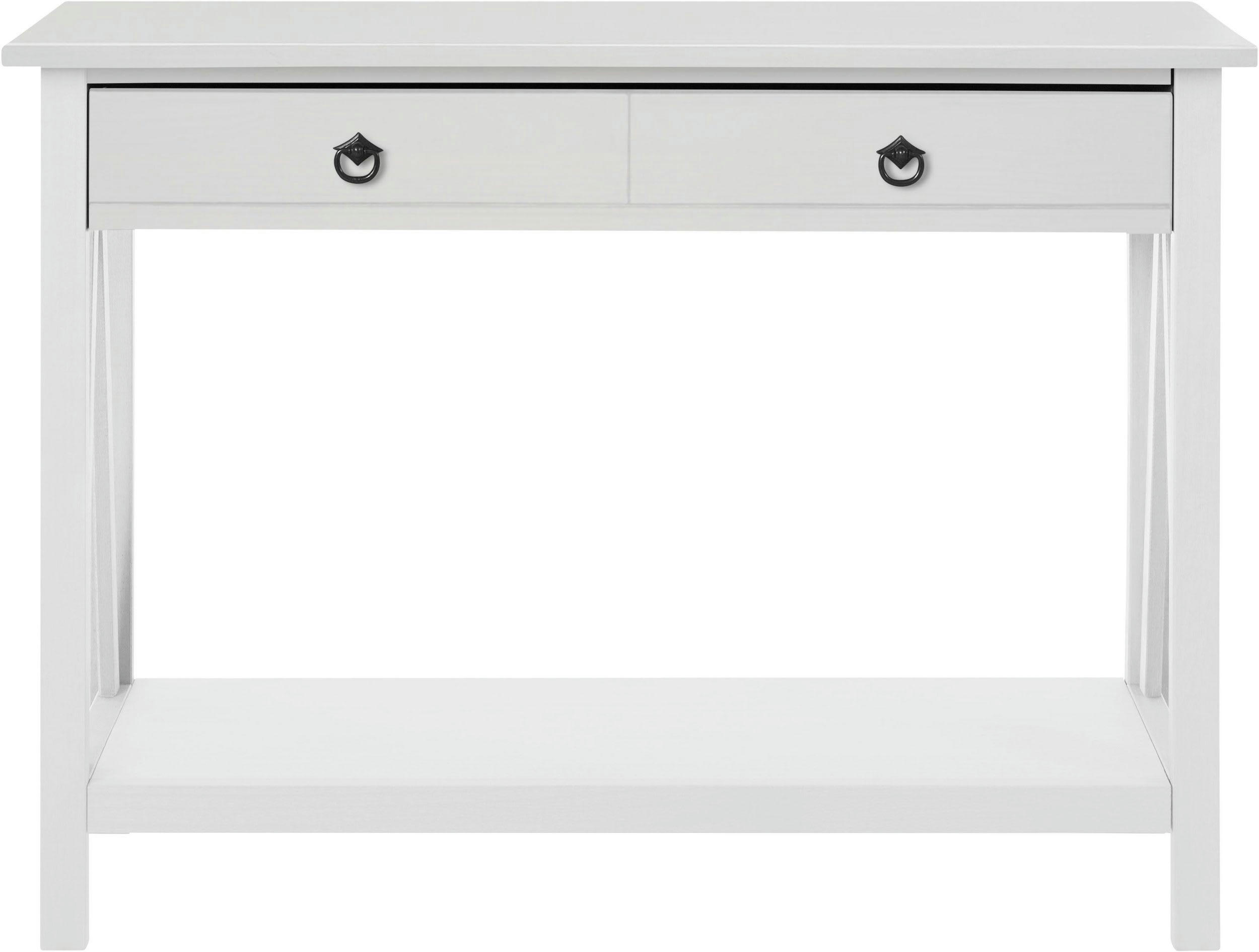 TITAN - Table console avec 1 tiroir en pin blanc