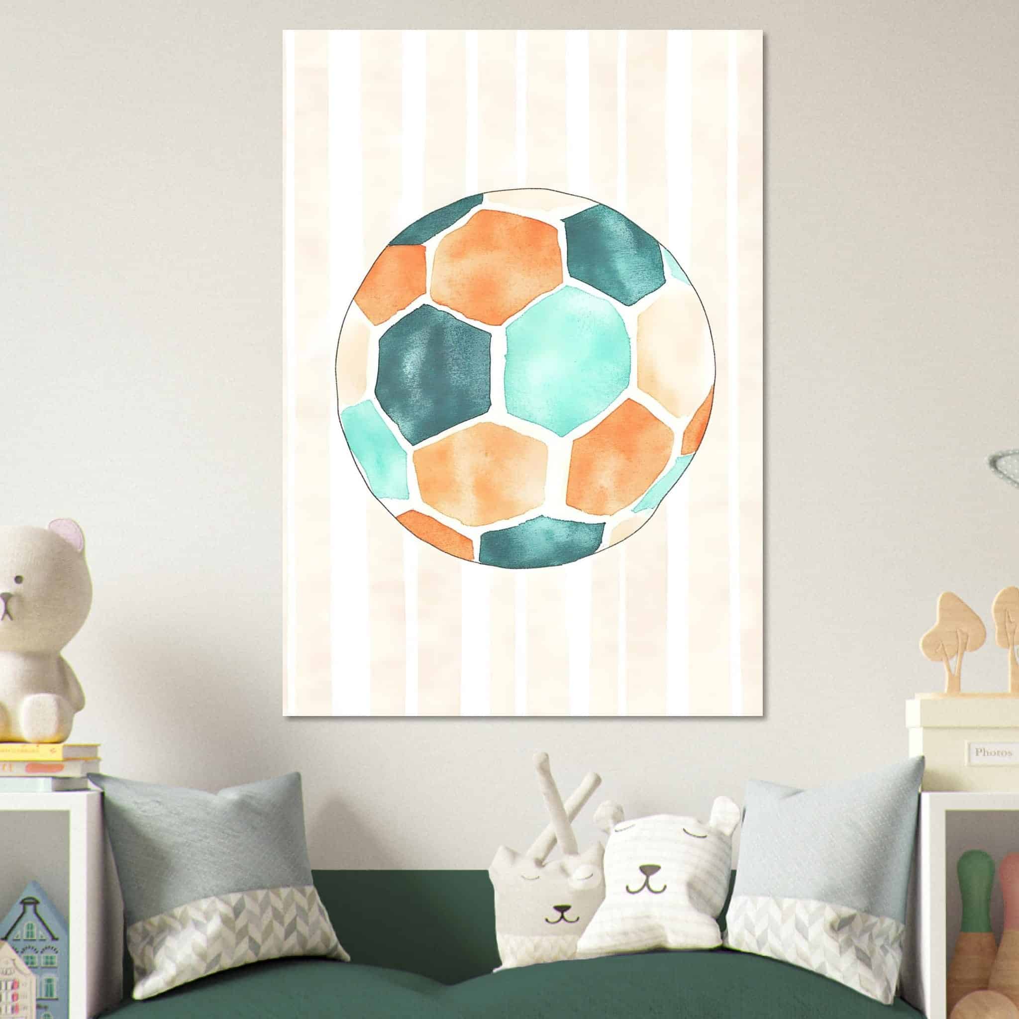 Artfulprints Poster Blauw oranje voetbal  - 70x100 cm - Meerkleurig