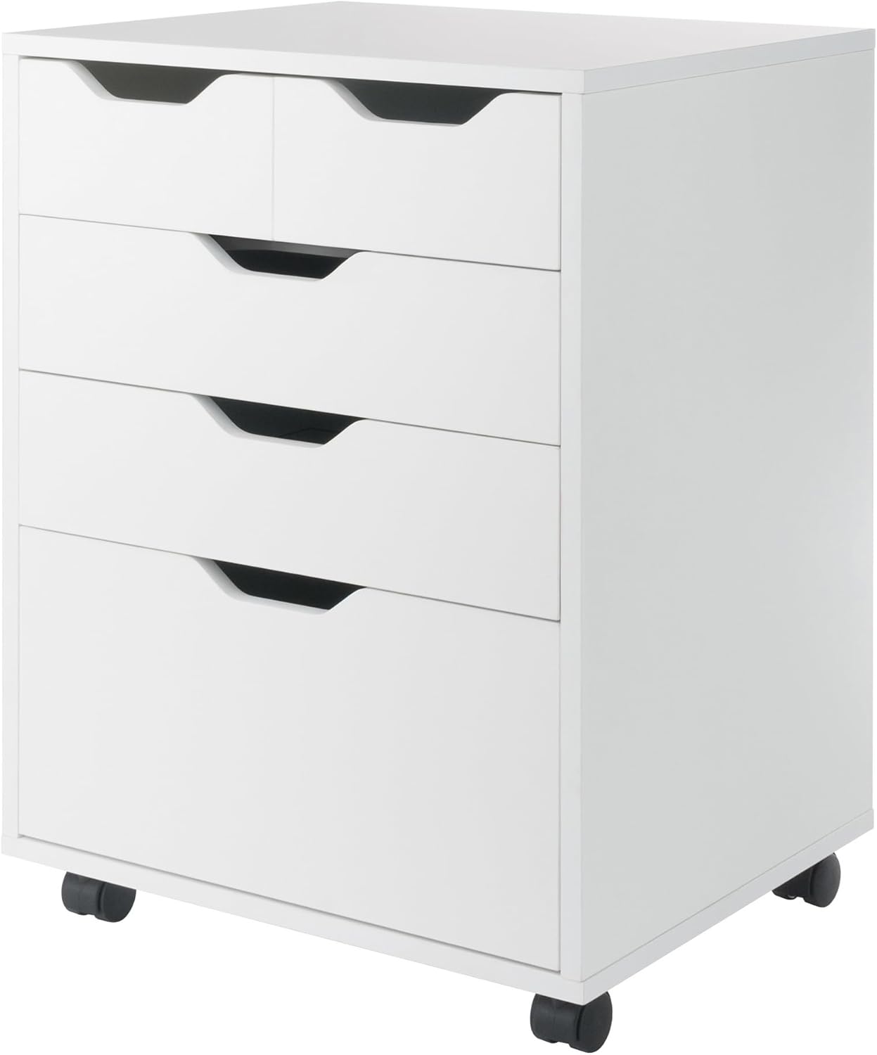 Winsome Halifax Mobile Storage Cabinet with 5 Drawers in White, Stylish & Functional Home Storage Cabinet for Filing, Kitchen Organization, Moveable Furniture for Office, Dorms, Apartments
